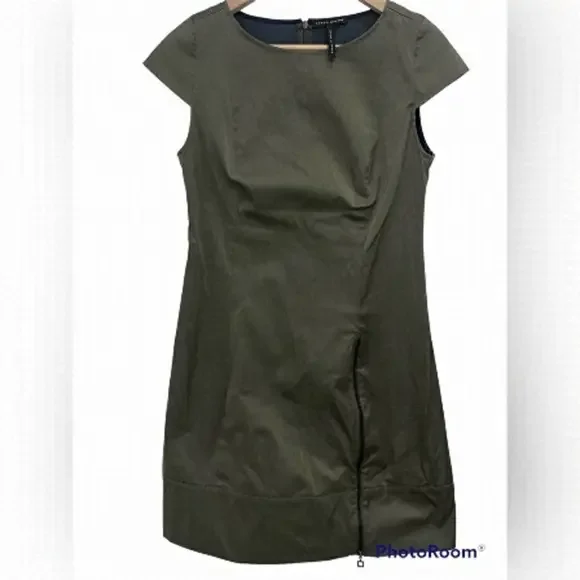 SARAH pacini green brown and grey dress with zipper size 0 - Picture 1 of 12